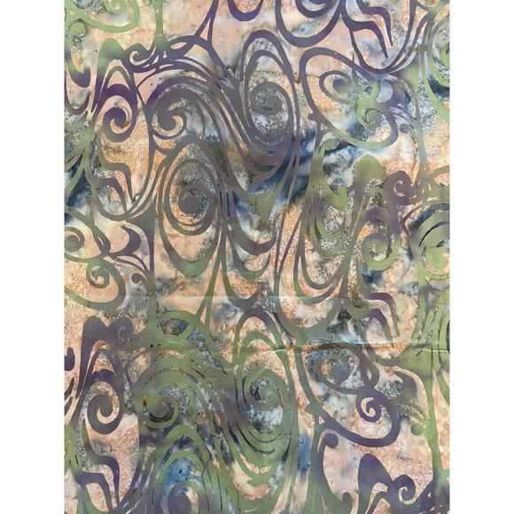 Wild Psychedelic Lightweight Cotton Batik Peach Olive Brown Iridescent 3yds 43"w - Picture 1 of 2